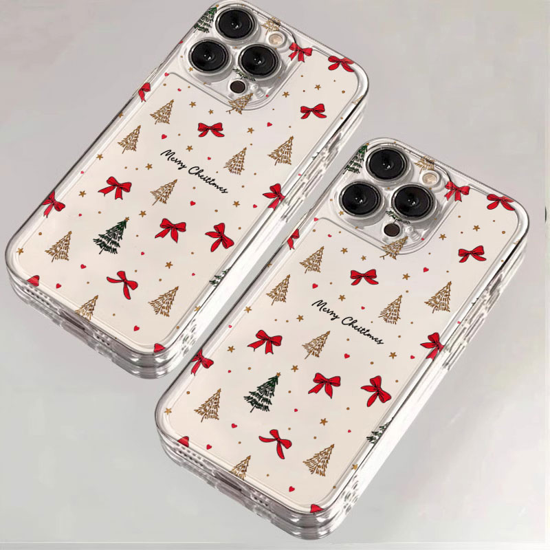 Clear Shockproof Bumper Case - Red Bow Christmas Clear Shockproof Phone