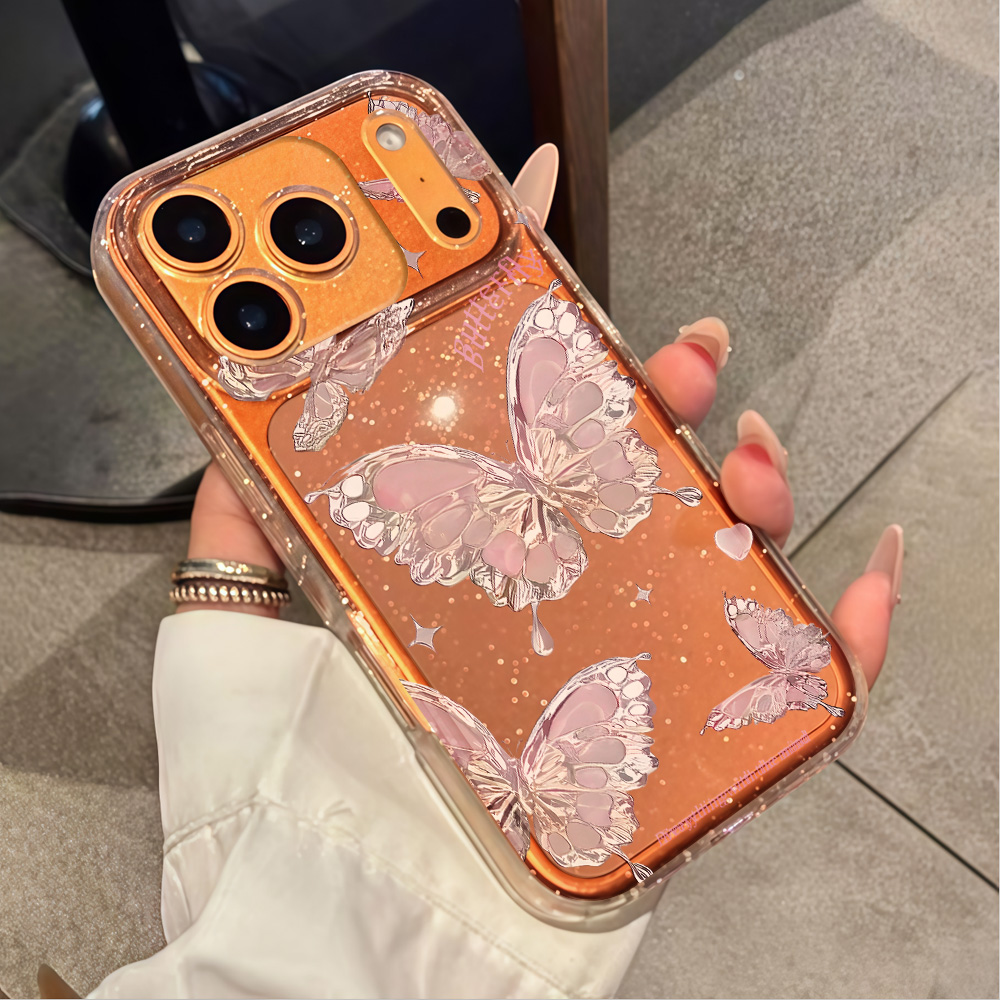 Pink Butterfly Clear Glitter P - огляд і ціна Clear Shockproof Bumper Case